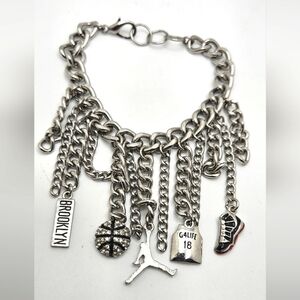 🆓️FREE ADD ON TO BUNDLE Basketball Themed Charm Bracelet Silver Tone Steel Wear